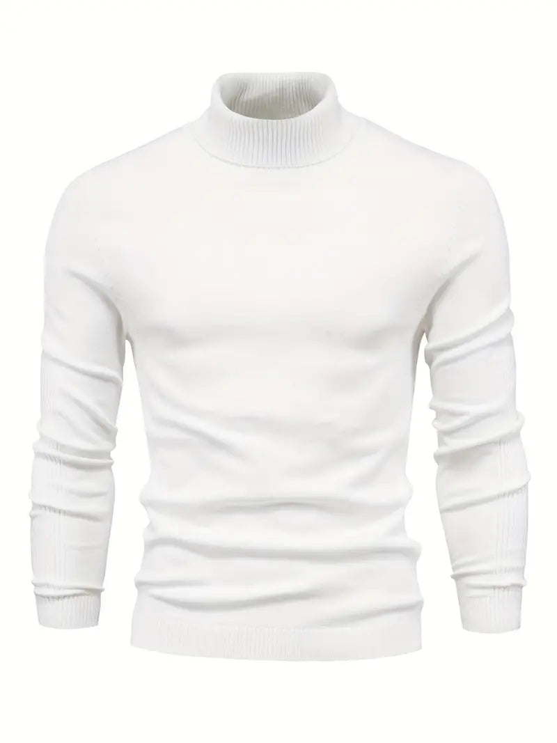 Pull homme – Col roulé – Coupe slim – Maille douce – Manches longues casual chic