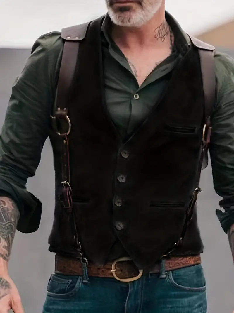Gilet homme – Coupe ajustée – Laine texturée – Réversible – Détails modernes
