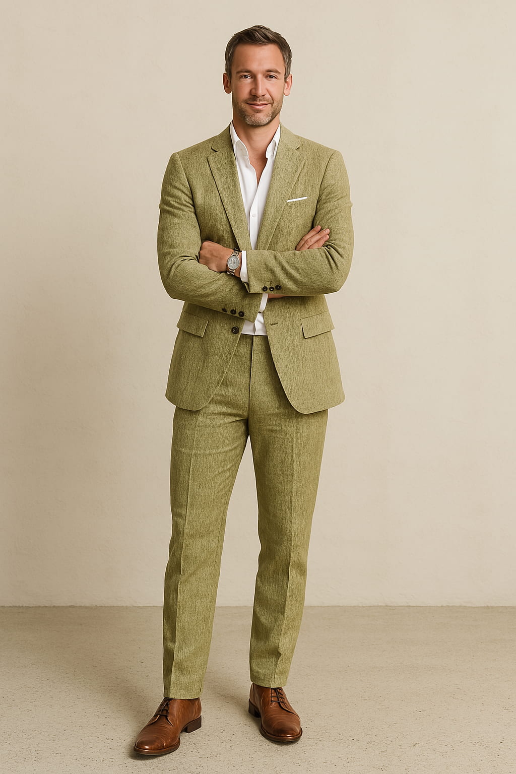 Costume homme – Coupe ajustée – Lin respirant – Veste 2 boutons – Pantalon droit