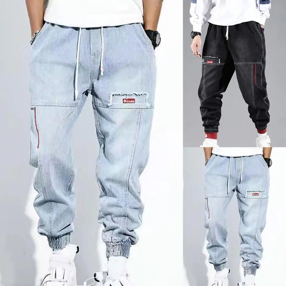 Pantalon cargo homme – Coupe décontractée – Ceinture élastique – Style streetwear