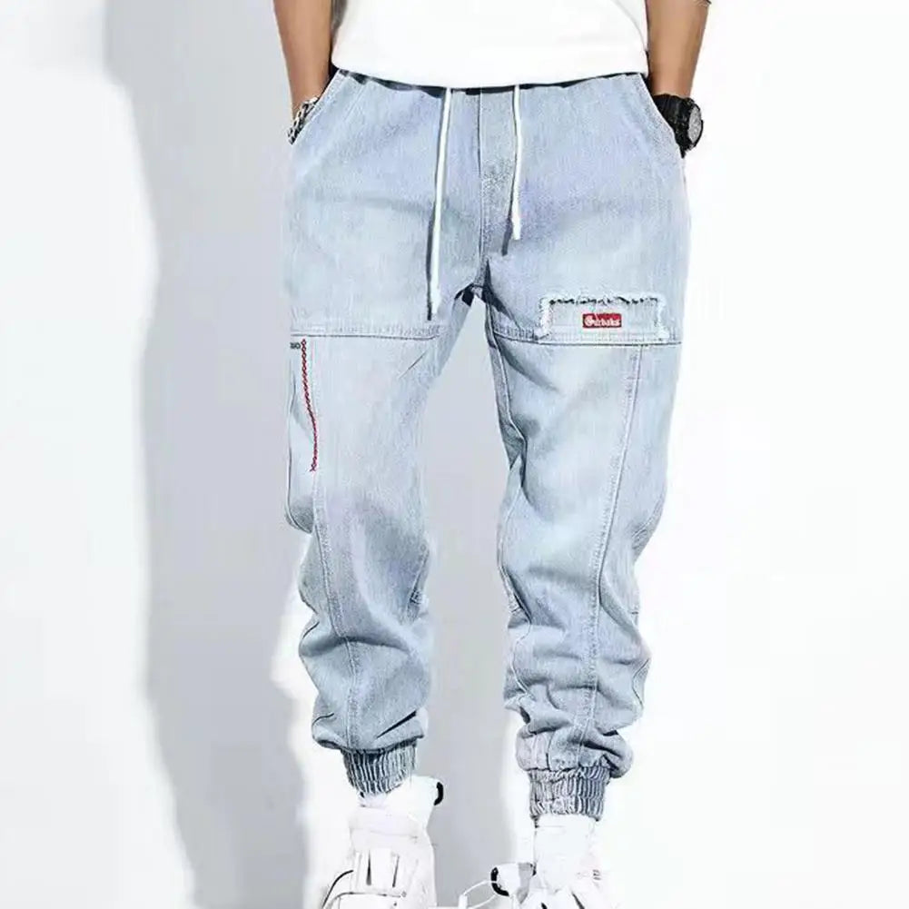 Pantalon cargo homme – Coupe décontractée – Ceinture élastique – Style streetwear