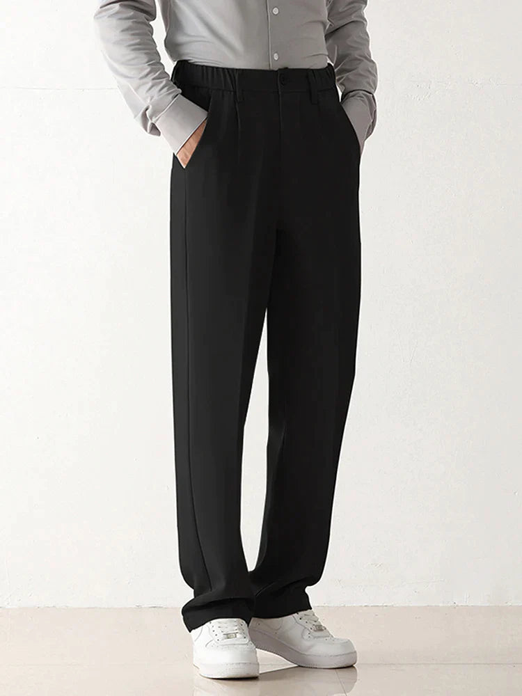 Pantalon homme – Coupe décontractée – Taille élastique – Poches latérales – Style polyvalent