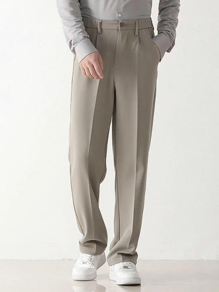 Pantalon homme – Coupe décontractée – Taille élastique – Poches latérales – Style polyvalent
