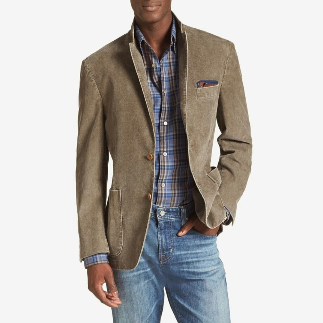 Blazer homme – Coupe structurée – Coton léger – Revers cranté – Poches plaquées