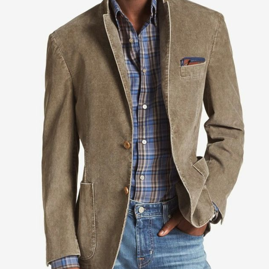 Blazer homme – Coupe structurée – Coton léger – Revers cranté – Poches plaquées