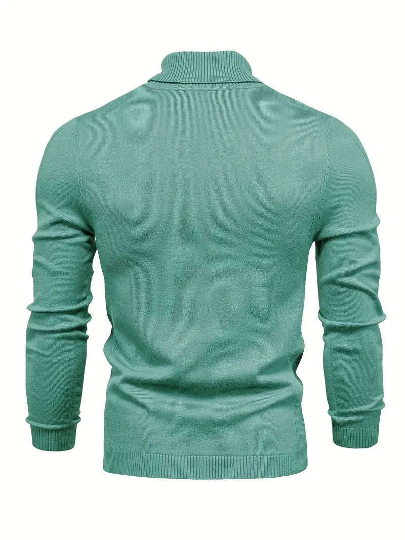 Pull homme – Col roulé – Coupe slim – Maille douce – Manches longues casual chic