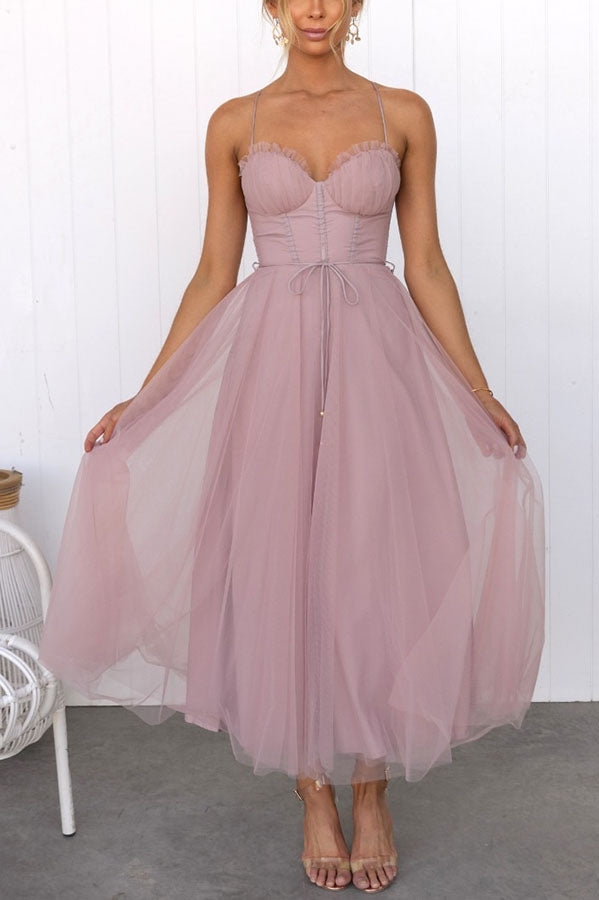 Robe longue femme – Décolleté en V – Bretelles fines – Tissu fluide et léger