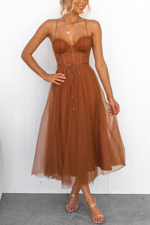 Robe longue femme – Décolleté en V – Bretelles fines – Tissu fluide et léger