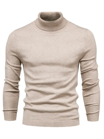Pull homme – Col roulé – Coupe slim – Maille douce – Manches longues casual chic