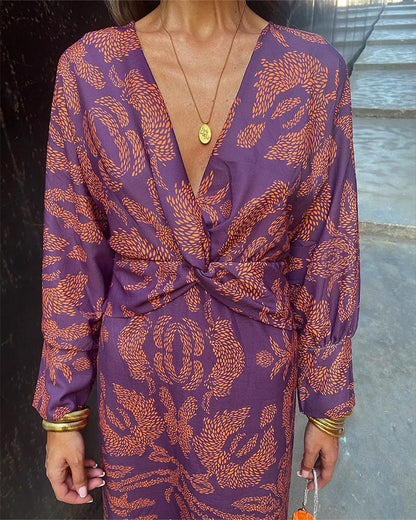 Robe femme – Coupe fluide – Détail noué – Manches longues – Tissu respirant élégant