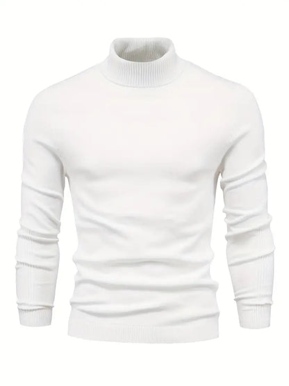 Pull homme – Col roulé – Coupe slim – Maille douce – Manches longues casual chic