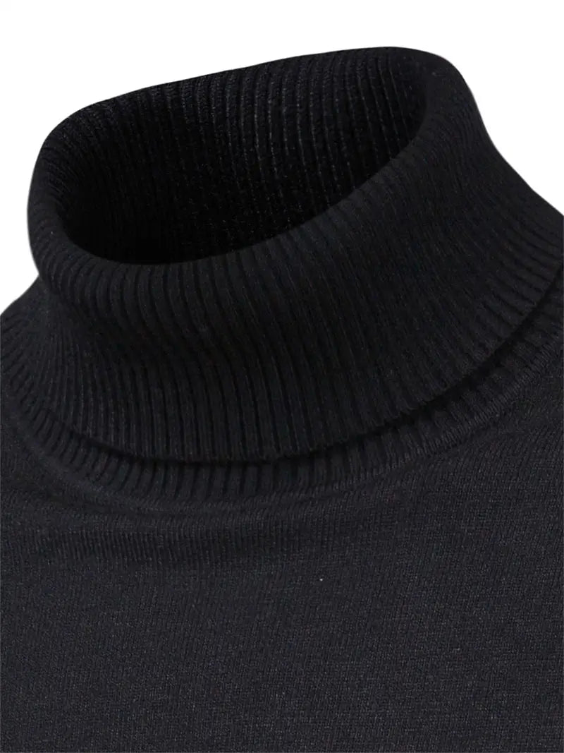 Pull homme – Col roulé – Coupe slim – Maille douce – Manches longues casual chic