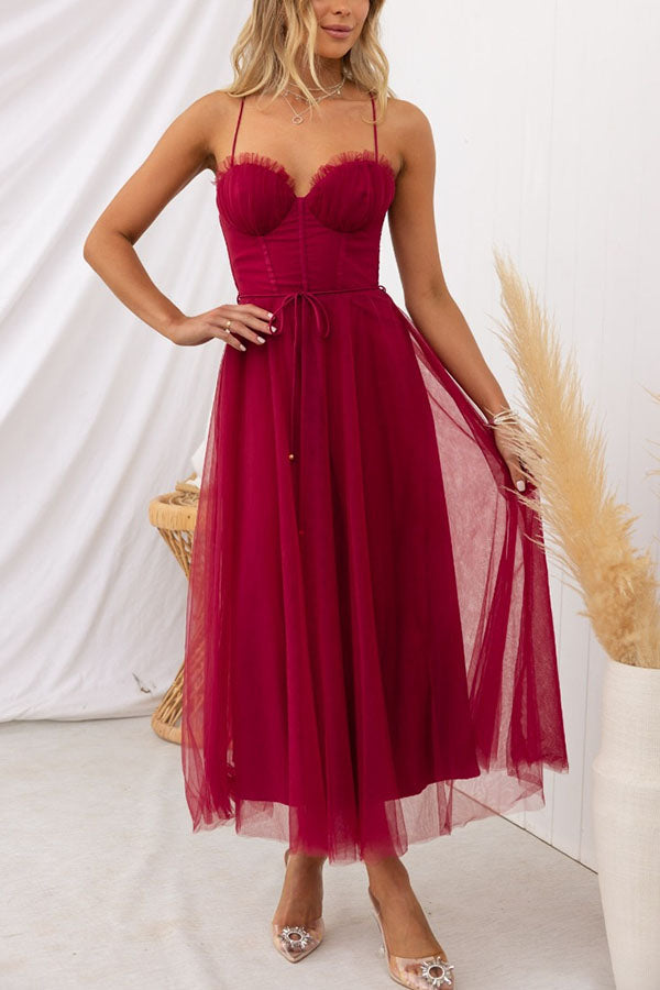 Robe longue femme – Décolleté en V – Bretelles fines – Tissu fluide et léger