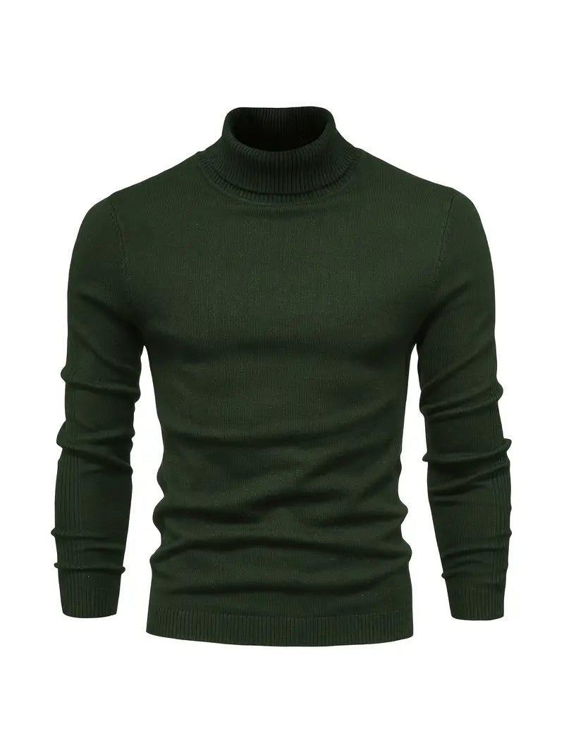 Pull homme – Col roulé – Coupe slim – Maille douce – Manches longues casual chic