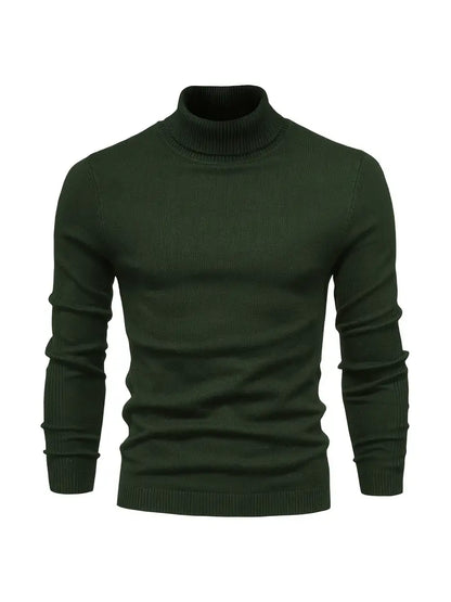 Pull homme – Col roulé – Coupe slim – Maille douce – Manches longues casual chic