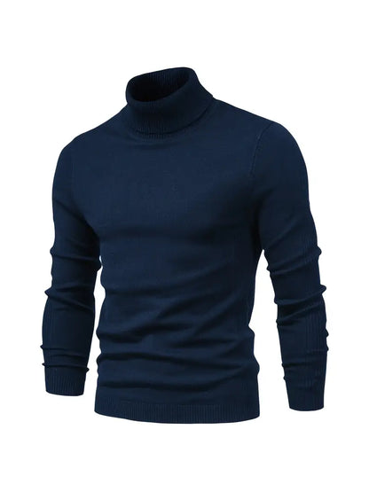 Pull homme – Col roulé – Coupe slim – Maille douce – Manches longues casual chic