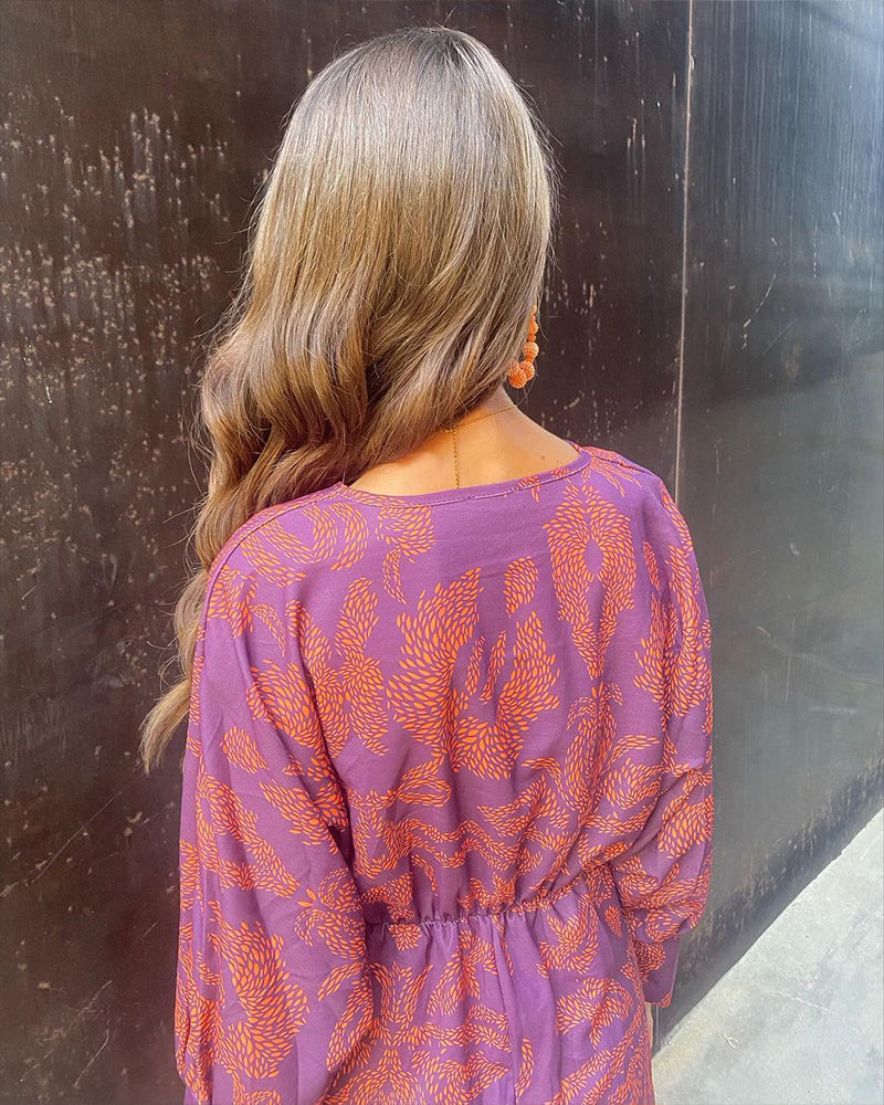 Robe femme – Coupe fluide – Détail noué – Manches longues – Tissu respirant élégant