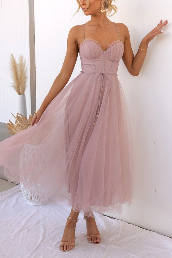 Robe longue femme – Décolleté en V – Bretelles fines – Tissu fluide et léger