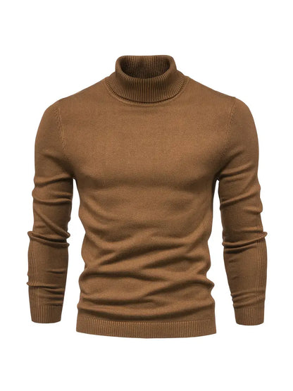 Pull homme – Col roulé – Coupe slim – Maille douce – Manches longues casual chic