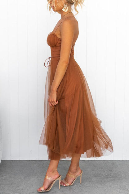 Robe longue femme – Décolleté en V – Bretelles fines – Tissu fluide et léger