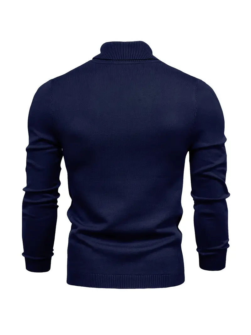 Pull homme – Col roulé – Coupe slim – Maille douce – Manches longues casual chic