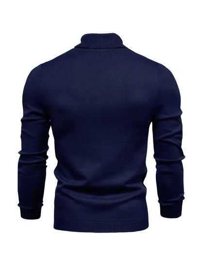 Pull homme – Col roulé – Coupe slim – Maille douce – Manches longues casual chic