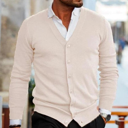 Cardigan homme – Coupe slim – Maille fine laine – Col V – Boutonné élégant