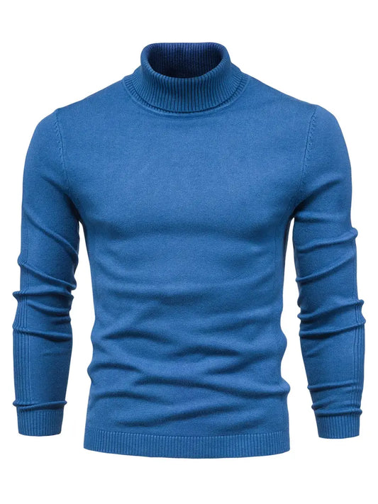 Pull homme – Col roulé – Coupe slim – Maille douce – Manches longues casual chic