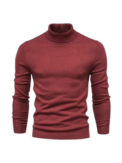 Pull homme – Col roulé – Coupe slim – Maille douce – Manches longues casual chic