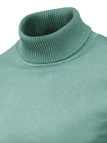 Pull homme – Col roulé – Coupe slim – Maille douce – Manches longues casual chic