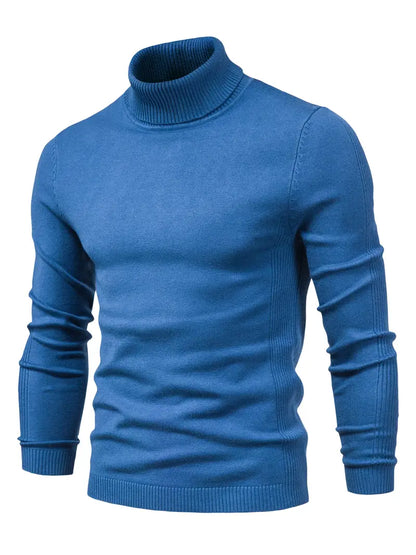 Pull homme – Col roulé – Coupe slim – Maille douce – Manches longues casual chic
