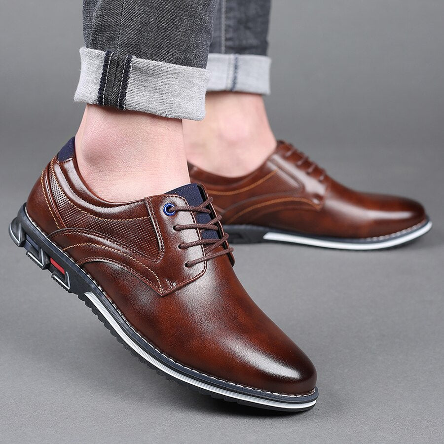 Chaussures habillées homme – Cuir lisse et grainé – Confort orthopédique – Lacets classiques