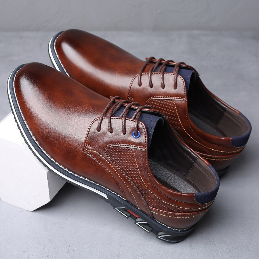 Chaussures habillées homme – Cuir lisse et grainé – Confort orthopédique – Lacets classiques