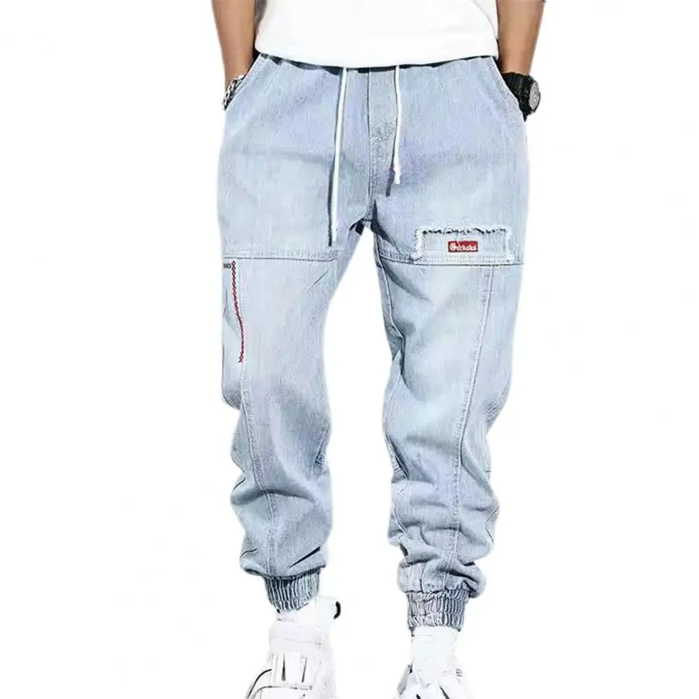 Pantalon cargo homme – Coupe décontractée – Ceinture élastique – Style streetwear