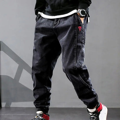 Pantalon cargo homme – Coupe décontractée – Ceinture élastique – Style streetwear