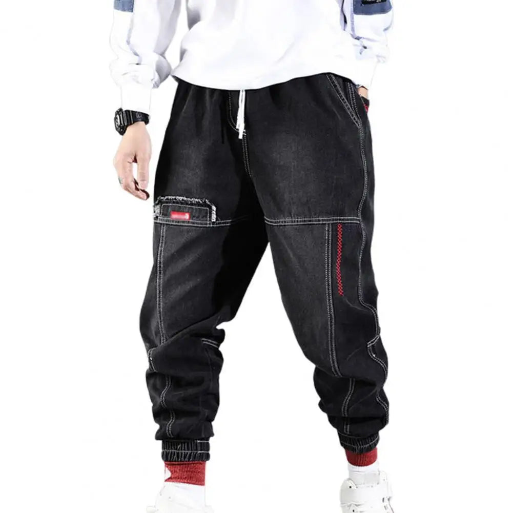 Pantalon cargo homme – Coupe décontractée – Ceinture élastique – Style streetwear