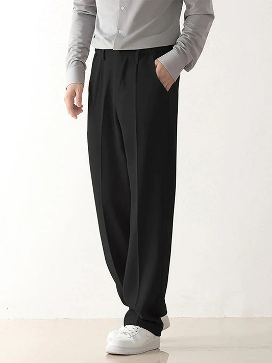 Pantalon homme – Coupe décontractée – Taille élastique – Poches latérales – Style polyvalent