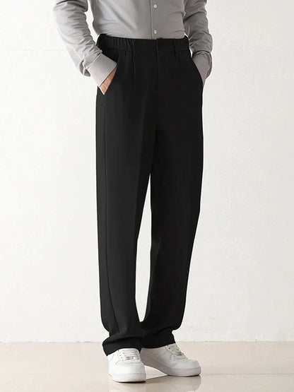 Pantalon homme – Coupe décontractée – Taille élastique – Poches latérales – Style polyvalent