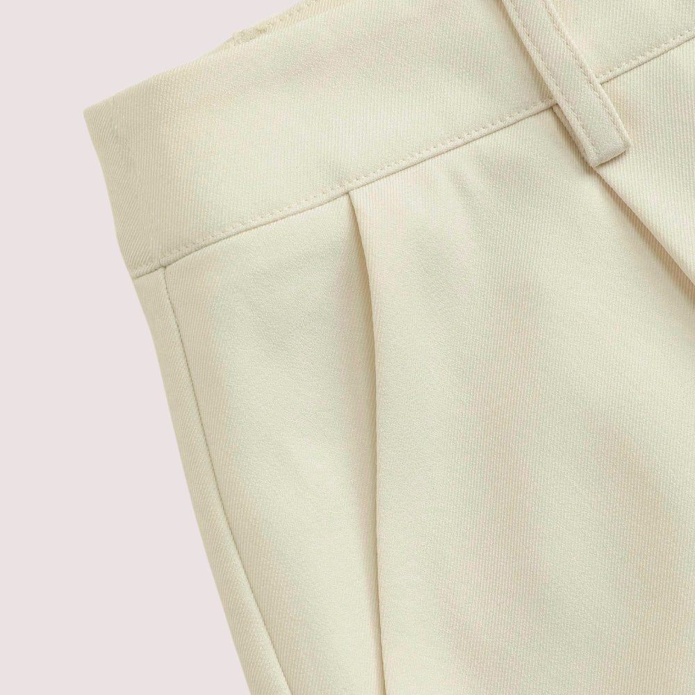 Pantalon à Jambe Droite Uni avec Plis