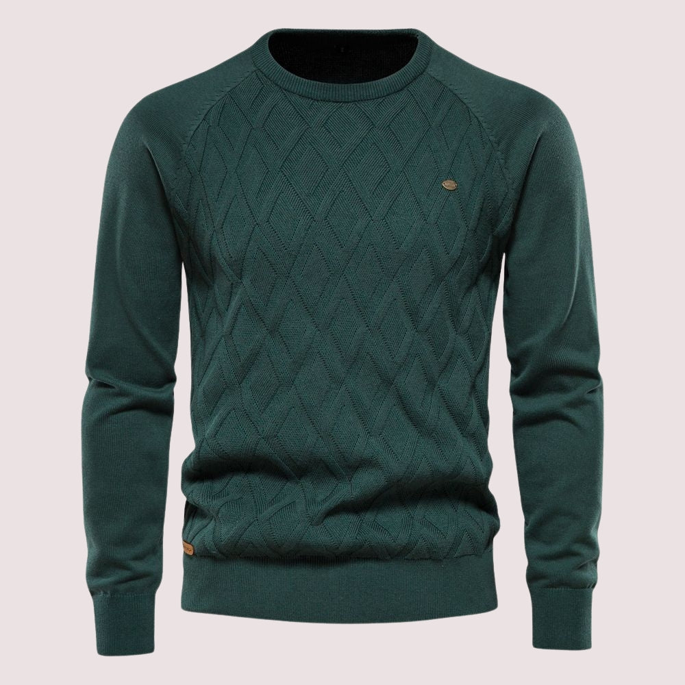 Pull Homme à Motif Argyle et Col Rond