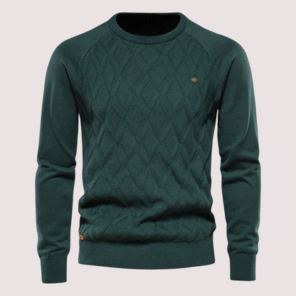 Pull Homme à Motif Argyle et Col Rond