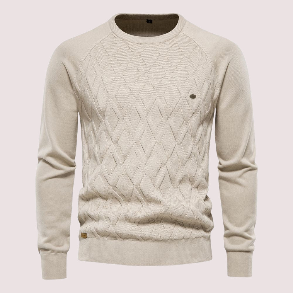 Pull Homme à Motif Argyle et Col Rond