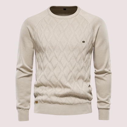 Pull Homme à Motif Argyle et Col Rond