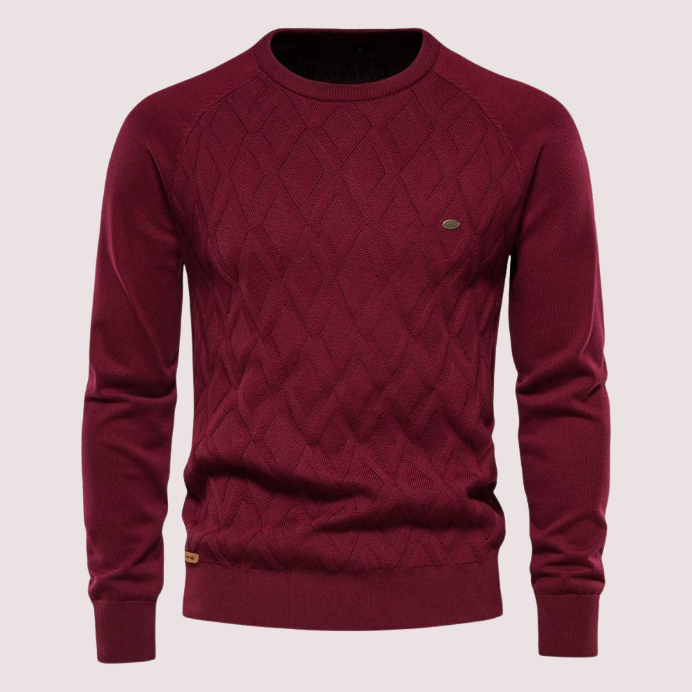 Pull Homme à Motif Argyle et Col Rond