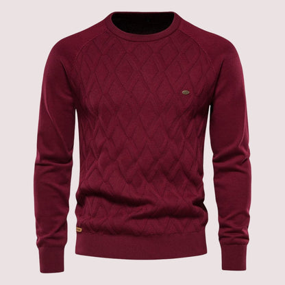 Pull Homme à Motif Argyle et Col Rond