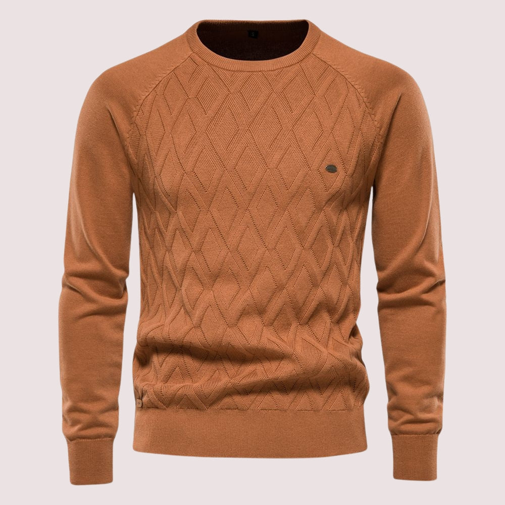 Pull Homme à Motif Argyle et Col Rond