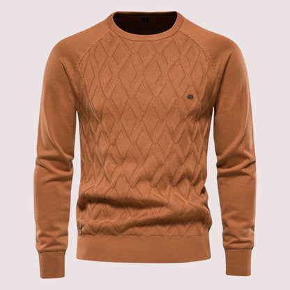 Pull Homme à Motif Argyle et Col Rond
