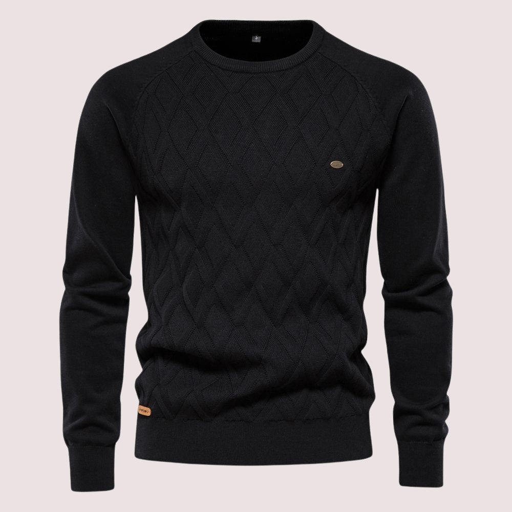 Pull Homme à Motif Argyle et Col Rond