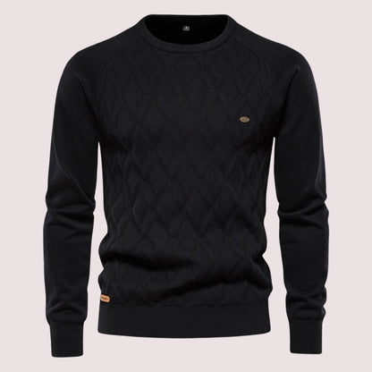 Pull Homme à Motif Argyle et Col Rond