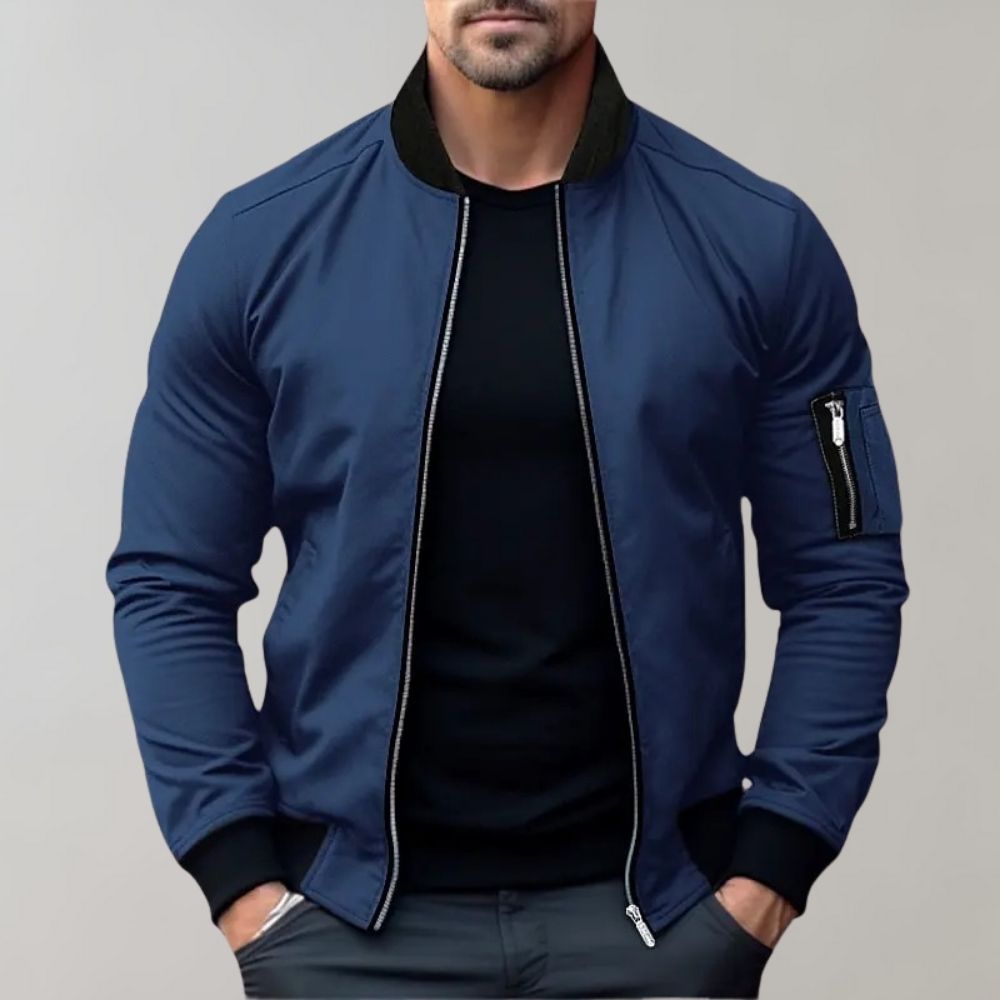 Veste bomber homme – Coupe slim – Tissu léger respirant – Fermeture zippée